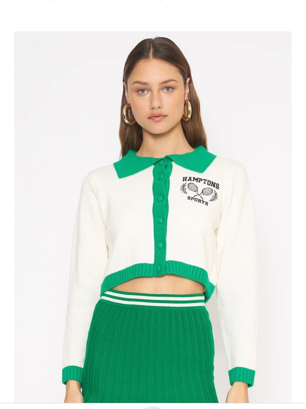 Anthropologie 4SI3NNA REBEKAH SWEATER Hamptons Sports Cropped Button Cardigan